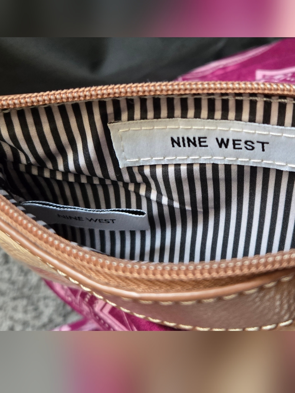 Nine West Vintage Y2K Era Cream And Brown Wristlet Clutch - Picture 4 of 5